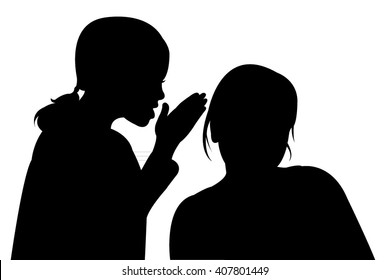 silhouettes of two children, talking to each other