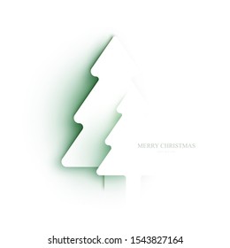 Silhouettes two christmas trees in paper cut trendy craft cartoon style. New year modern design for advertising, branding background greeting card, cover. Creative vector illustration.