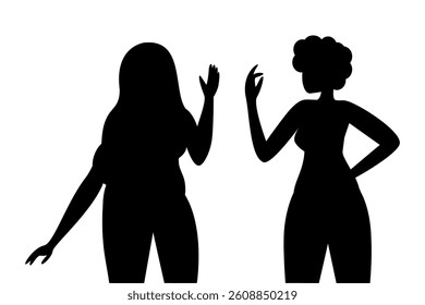 Silhouettes of two confident women in swimwear.