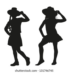 Silhouettes of two girls