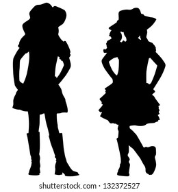 Silhouettes of two girls