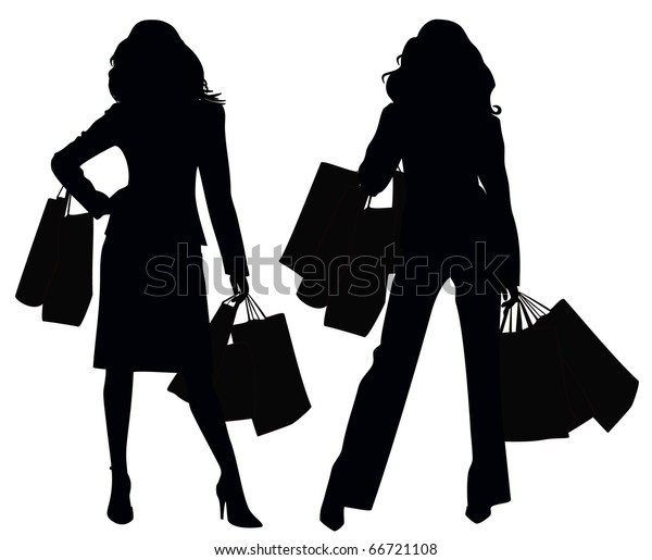 Silhouettes Two Girls Stock Vector (Royalty Free) 66721108 | Shutterstock