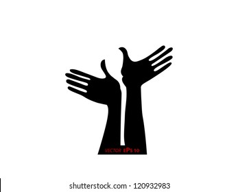 Silhouettes of two hands
