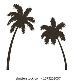 Silhouettes of two hawaii beach palm trees 