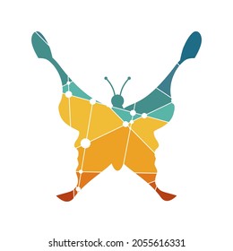 Silhouettes of two head make silhouette of insect
