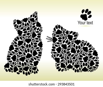 Silhouettes of two kittens from cat traces