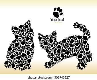 Silhouettes of two kittens from cat traces