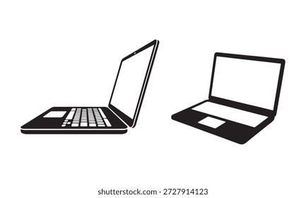 Siluetas de dos computadoras portátiles sobre fondo transparente