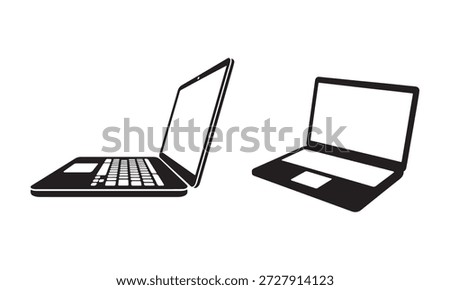 Silhouettes of Two Laptops on Transparent Background