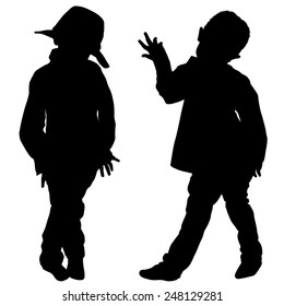 Silhouettes Two Little Boys Dancers Stock Vector (Royalty Free) 248129281