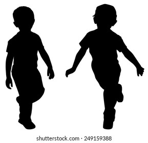 Silhouettes Two Little Boys Who Play Stock Vector (Royalty Free ...