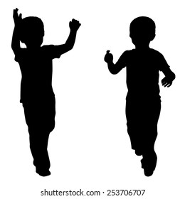 Silhouettes Two Little Boys Who Play Stock Vector (Royalty Free ...