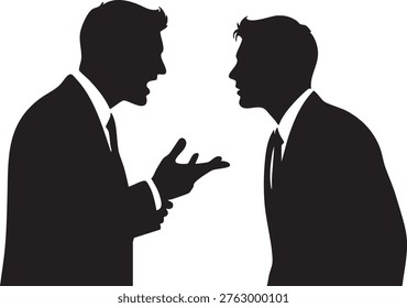 Silhouettes of two men arguing in suits facing each other