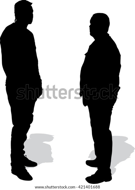 Silhouettes Two Men Looking Each Other Stock Vector (Royalty Free ...