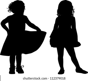 Silhouettes Two Small Girls Stock Vector (Royalty Free) 112379018 ...
