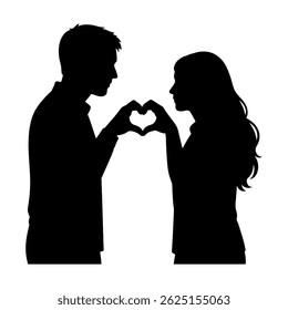 Silhouettes Uniting in Heart Shape. vector representing love and affection, perfect for Valentine's Day concepts.