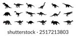 Silhouettes of various dinosaur Vector illustrations