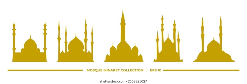 Silhouettes of various mosque minarets displayed in a collection format.