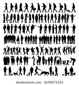 silhouettes of various people in activity