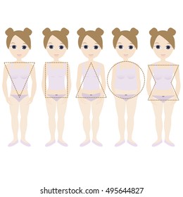 Silhouettes of various types female figures. body. shape
