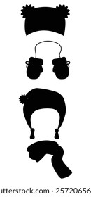 Silhouettes of Various Winter Hats in Different Styles