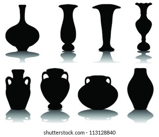 Silhouettes of the vases and jars 2-vector