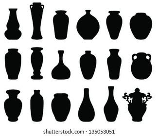 Silhouettes of the vases and jars 3-vector