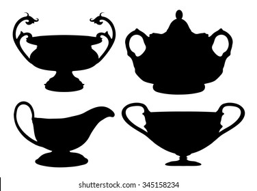 Silhouettes of vases - vector set