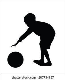 silhouettes vector of children football  playing.