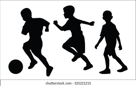 Silhouettes Vector Children Football Playing Stock Vector (Royalty Free ...