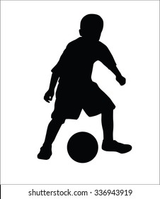 silhouettes vector of children football  playing.