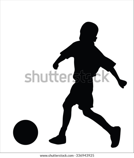 Silhouettes Vector Children Football Playing Stock Vector (Royalty Free ...