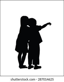 silhouettes vector of children playing.