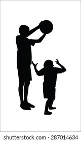 silhouettes vector of children playing.