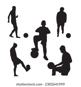 silhouettes of vector. Football, soccer players silhouettes