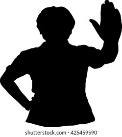 Silhouettes of Vector with hand up to stop, Stop hurting woman