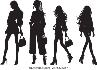 silhouettes vector illustration of fashion women