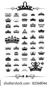 silhouettes Vector set of 50 crown - EPS 10 Vector.