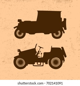 Silhouettes of vintage retro cars