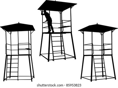silhouettes of watchtowers. vector illustration