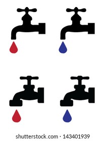 Silhouettes of water faucet-vector