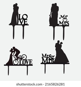 Silhouettes of wedding topper, boyfriends, marriage, I love you	