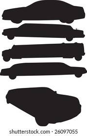 silhouettes of weddings limousines