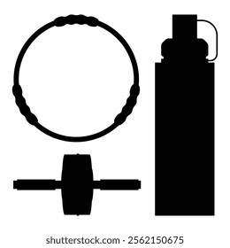 Silhouettes of Weightlifting Equipment and Gym Tools