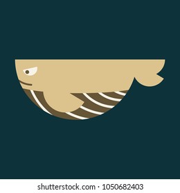 Silhouettes of whale, cachalot, sea animals isolated vector illustration minimal style