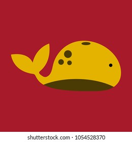 Silhouettes of whale, cachalot, sea animals isolated vector illustration minimal style