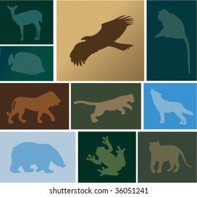 silhouettes of wild animals