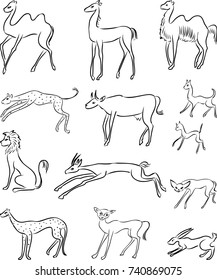 Silhouettes of the wild animals