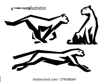 The silhouettes of wild cats. Logo style.