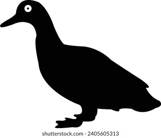 Silhouettes of wild and domestic duck. Duck in flight. Vector